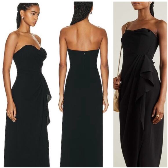 Jonathan Simkhai Keelan Black Strapless Bustier Midi Dress 2 - Picture 3 of 11